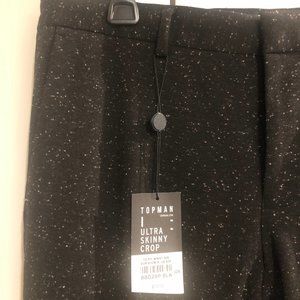 Topman Ultra Skinny Crop Flecked Trousers